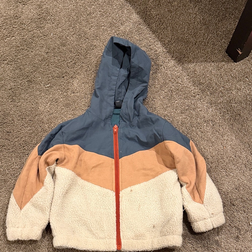 Art class kids  Colorblock Hooded Jacket in Blue, Tan & Cream some spots